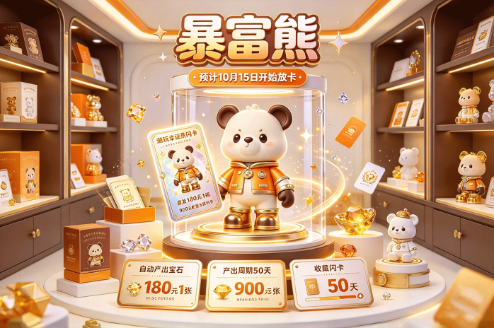 暴富熊预计10月15日开始放卡,潮玩幸运熊登场,首发180米一张