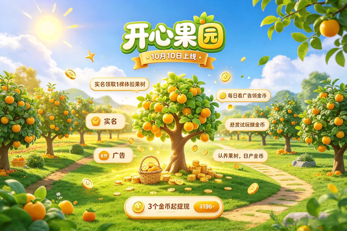 开心果园!体验果树免费领,看广告、做试玩任务!
