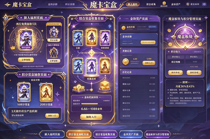 魔卡宝盒新人福利来了!免费抽西行军团盲盒,还有积分盲盒与金块奖励