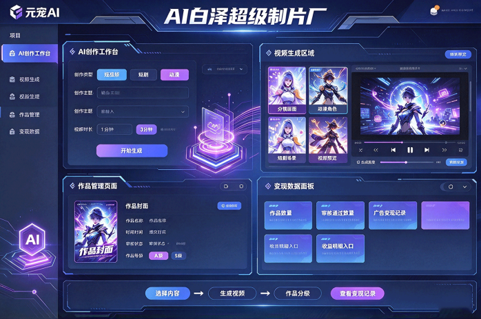 元宠AI开放AIGC短视频板块,白泽制片登场!