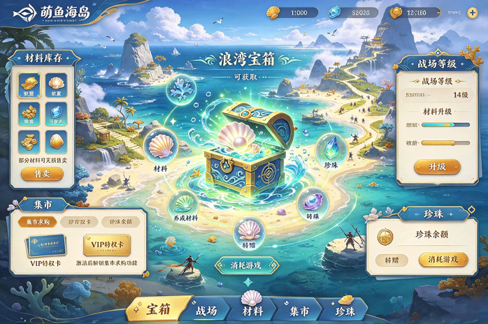 萌鱼海岛定档21日公测!浪湾宝箱登场,材料养成与珍珠集市同步开放