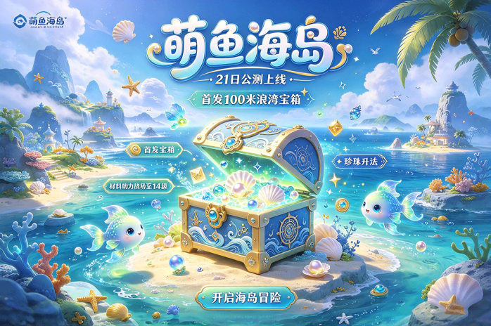 萌鱼海岛定档21日公测!浪湾宝箱登场,材料养成与珍珠集市同步开放