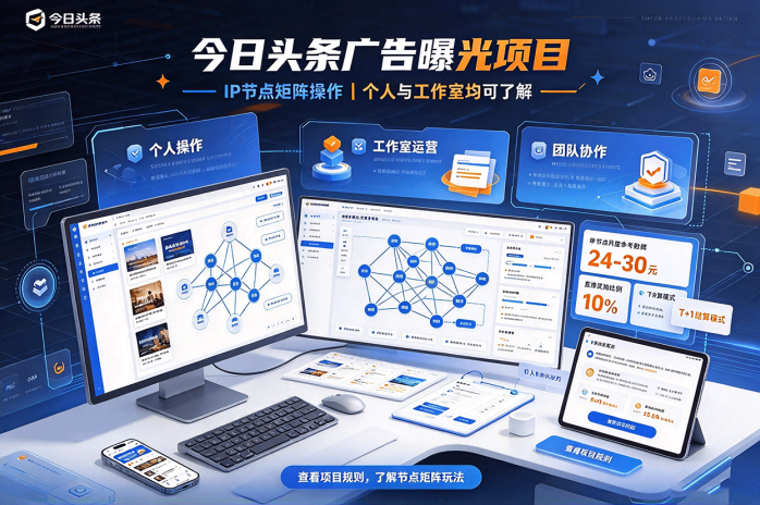 今日头条广告曝光项目怎么做?IP节点矩阵操作,个人和工作室均可了解
