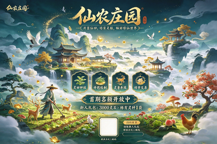 仙农庄园开启首期招募!种植灵植、炼丹养兽,多种玩法融合