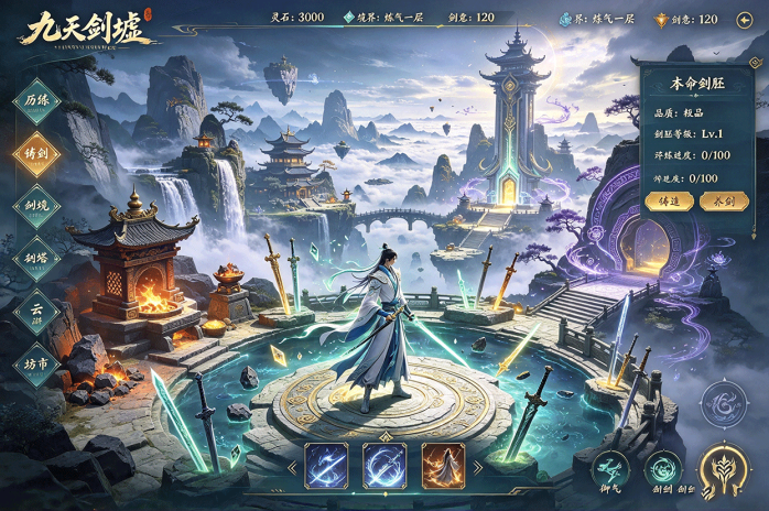 九天剑墟开启内部招募!铸造本命灵剑,闯秘境、登剑塔,解锁修仙历练玩法