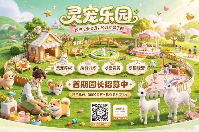 灵宠乐园首期园长招募中!宠物养成、技能训练、乐园经营多种玩法