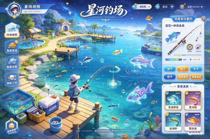 星河钓场新玩法来了!从休闲垂钓到渔场经营,稀有鱼种和养殖玩法都安排上了