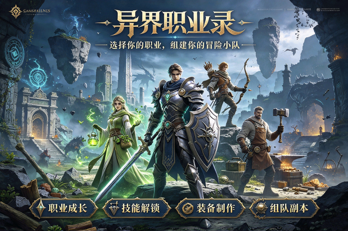 异界职业录四大职业自由成长!战士正面攻坚,药师辅助续航,组队挑战异界副本