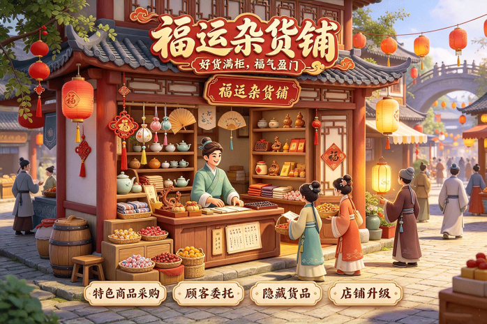 福运杂货铺开一家古风小店!收集稀奇货品,解锁隐藏商品与神秘顾客