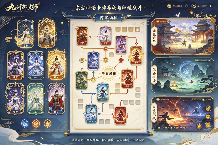 九州御灵师:东方神话卡牌玩法,集结各路神灵,搭配阵容闯秘境!