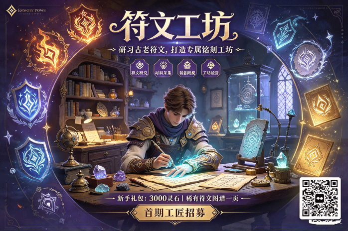 符文工坊开启首期招募!从符文研究到装备附魔,打造属于自己的铭刻工坊