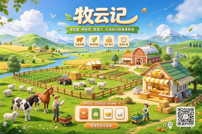 牧云记开启牧场经营新玩法!养牛羊、种牧草、加工畜产品,慢慢打造自己的草原牧场