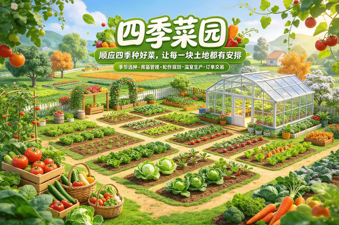 四季菜园开启全年种植玩法!轮作、育苗加温室经营,四季都有新安排