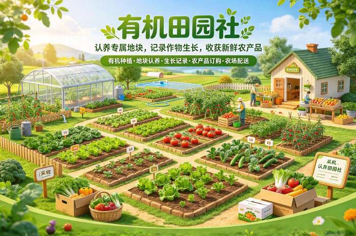 有机田园社认养一块自己的菜地!从播种、生长记录到采收配送,把农场日常装进手机里