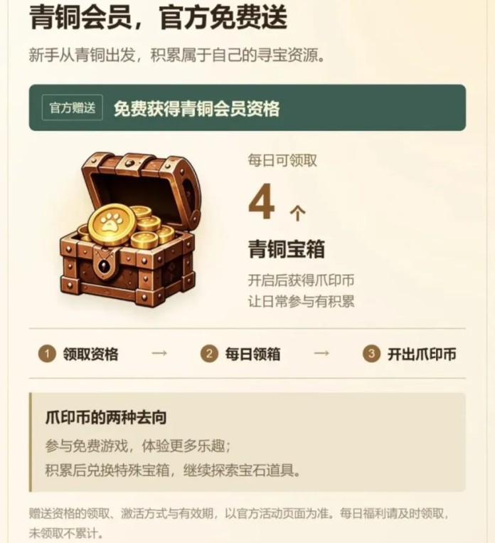 荒原秘宝10月26日下午2点首码上线,青铜会员免费领宝箱,黄金会员每日领取宝石与黄金宝箱