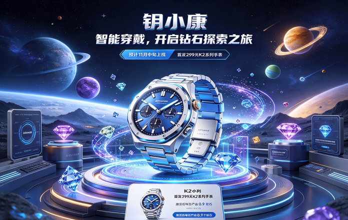 钥小康预计11月中旬上线!299米K2系列手表,开启钻石产出玩法!