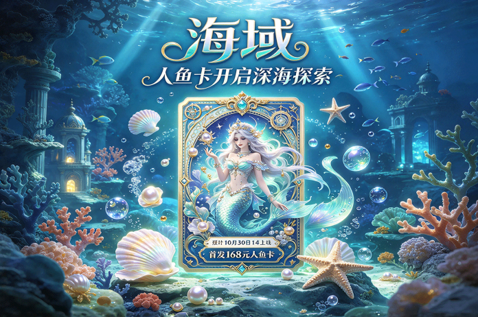海域10月30日14点上线!168米人鱼卡,每日产出1.1个贝壳